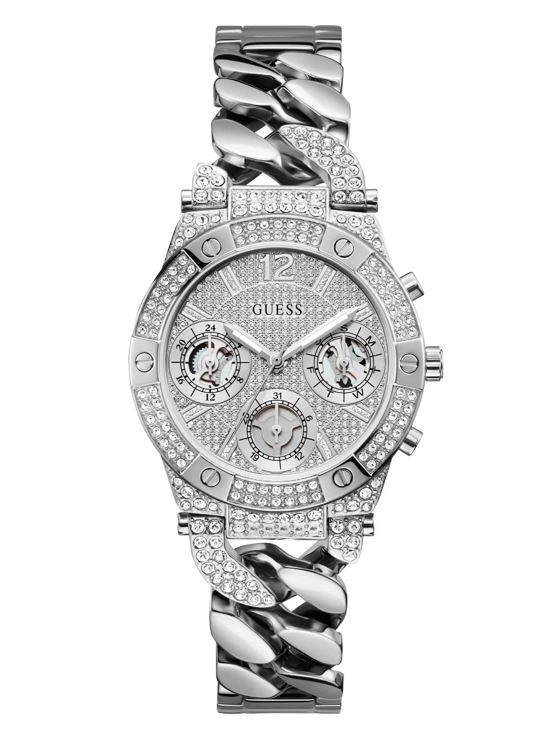Guess Multifunction Womens Analog Silver Dial Coloured Quartz Watch, Round Dial with 36 mm Case Width - GW0513L1 (B0BRPXRKZF) Amazon Price History, Amazon Price Tracker