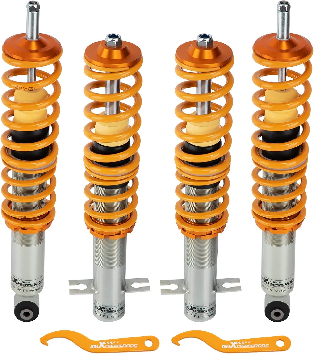 maXpeedingrods Coilovers for VW Rabbit/Golf MK1 1975-1984, for VW Jetta MK1 1980-1984, for VW Scirocco 1975-1989, Height Adjustable Coilovers Suspension Kit, Preset Damping Lowering Kit Gold