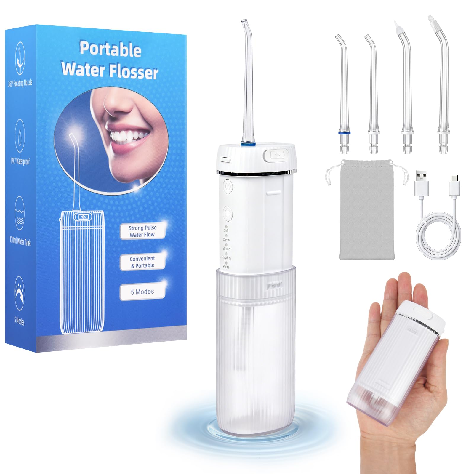 Irrigador Bucal Portatil, Vimmk Irrigador Dental Inalámbrico Profesional, Para el Hogar y los Viajes