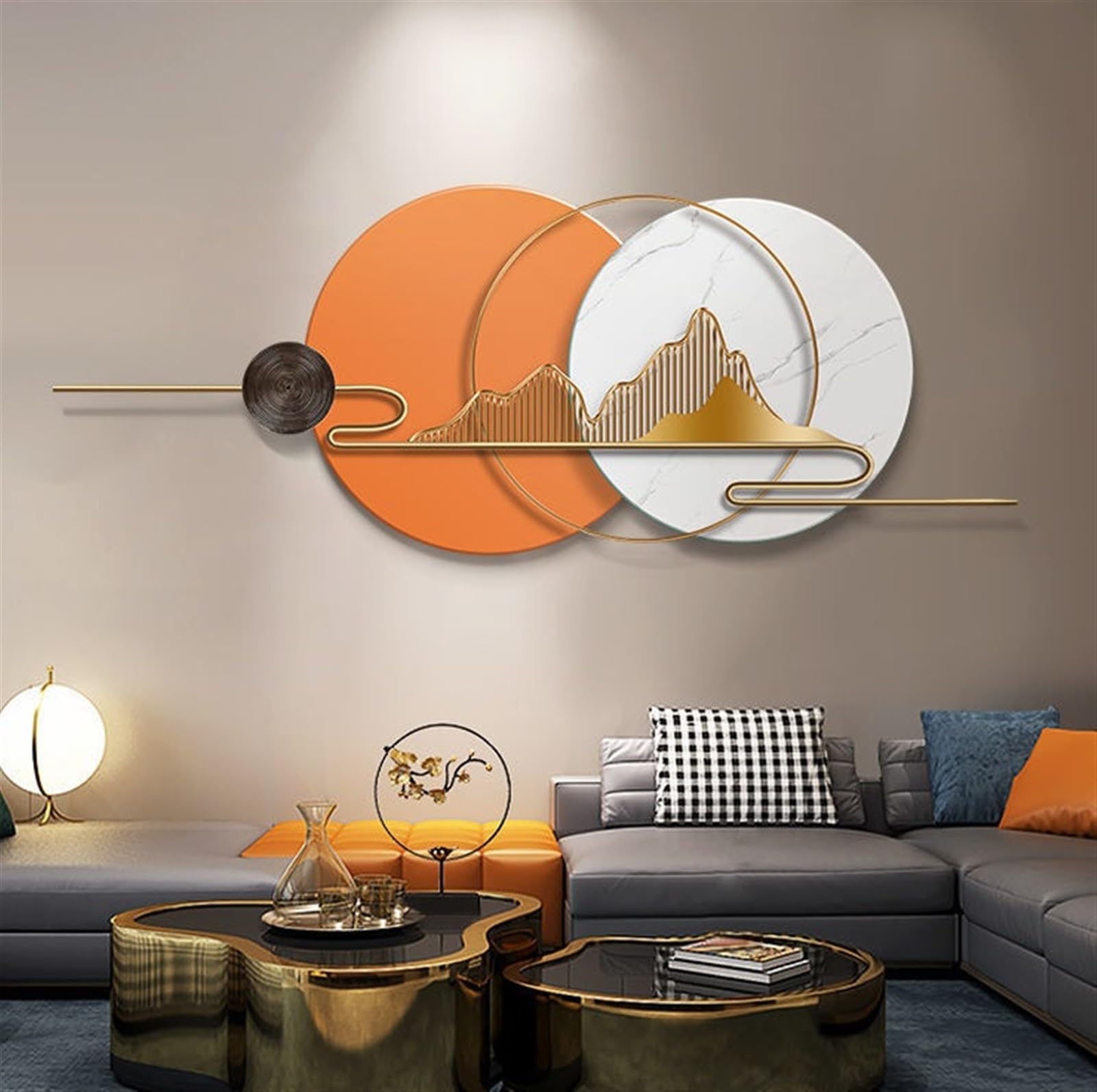 Dekoracja Ścienna Metalowa Dekoracja Ścienna Nowoczesna Sztuka Duże Rzeźby Ścienne Wisząca Na Ścianie Do Salonu Sypialni Dom Domu Dekoracyjny(C,120 * 45cm)