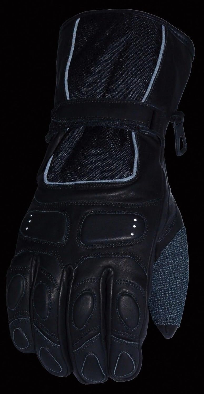 Milwaukee SH814 Men's Motorcycle Riding Gloves Waterproof Soft Leather Cow Reflective Piping New (Large)