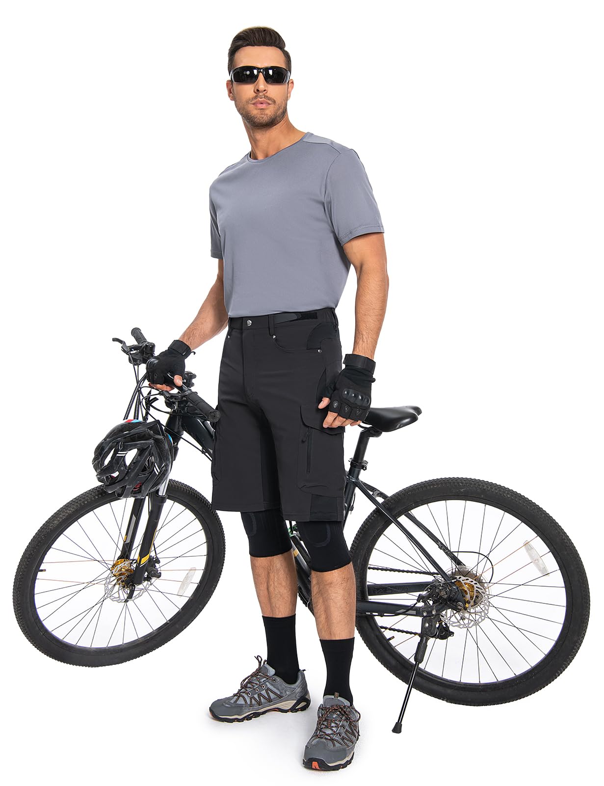 Cycorld MTB Hose Herren Fahrradhose, Schnelltrocknende MTB Shorts Herren Mountainbike Hose Baggy Bike Shorts, Atmungsaktiv Radhose mit Haken- und Flauschband