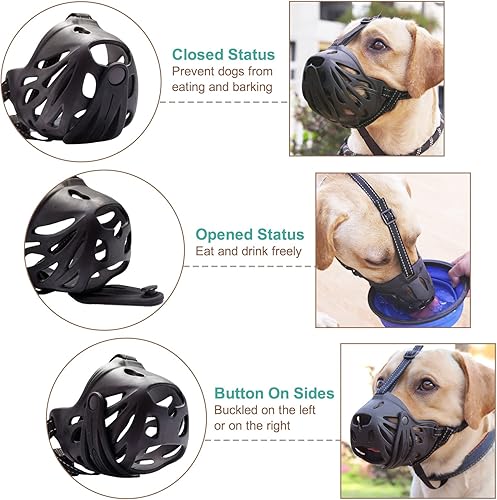 Miniatura 6 de Petyouyou - Bozal para perro grande para dejar de morderse la boca hornear comer rocas para cachorros de tamaño mediano extra pequeño pastor alemán