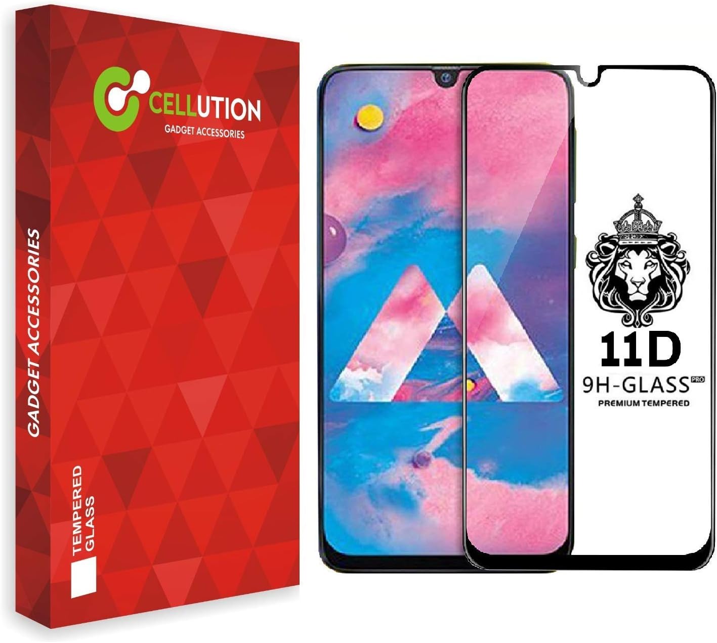 CELLUTION [UPDATED VERSION] 11D Tempered Glass with Curved Edges and 9H Hardness Full Glue Edge to Edge Screen Protection for Samsung Galaxy M31 / M21 / M30s / M30 - Black