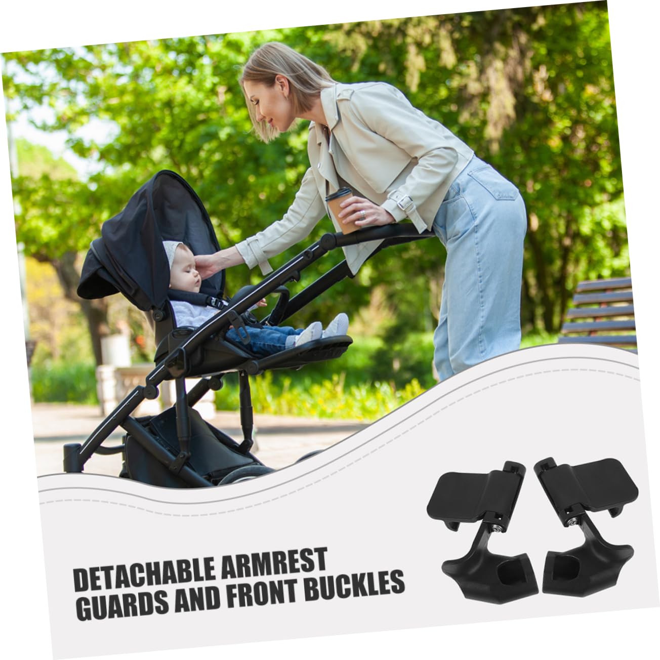 Kisangel 4pcs Boy Girl Stroller Accessories Stroller Armrest Buckle Clips Pushchair Armrest Adapter Decorative Buckle for Boys and Girls