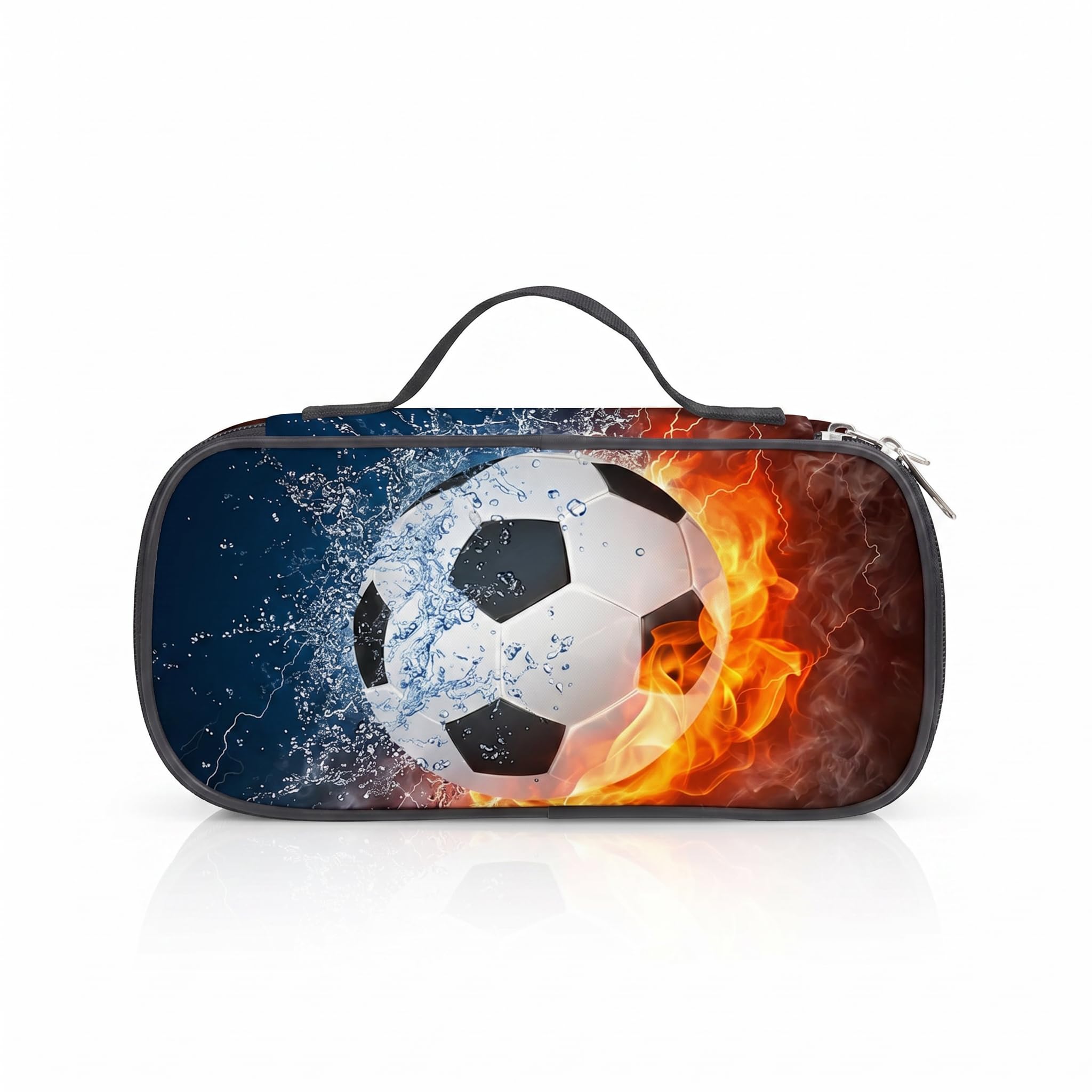 DINSAGE Pencil Case for Boys,Black Football School Pencil Cases, Large Capacity Special Pencilcase with Zipper, Gaming Aesthetic Pencils Box for Kids with Compartments,Back to School Plain Supplies