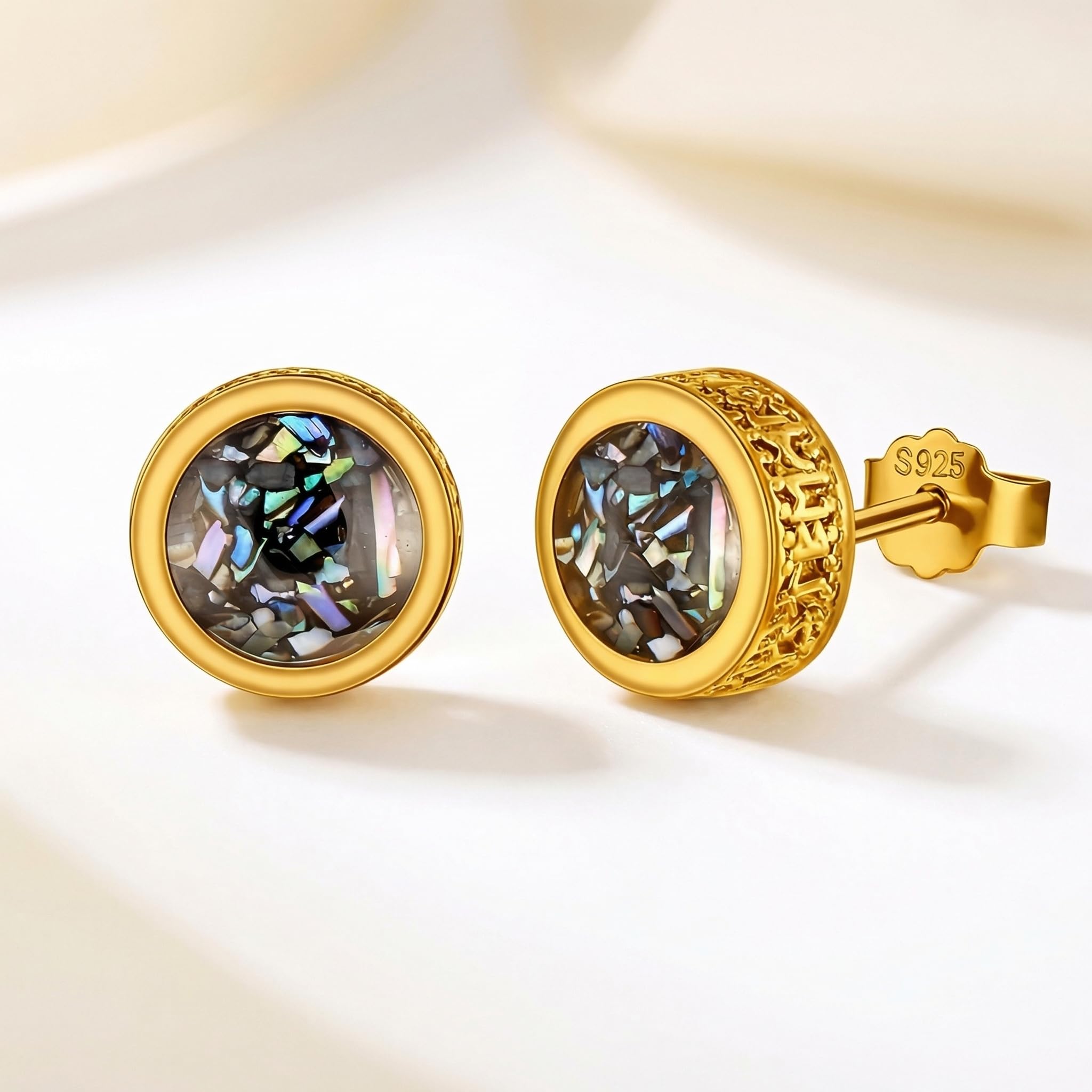 Wikinger Ohrstecker für Männer Damen 925 Sterling Silber | Schwarzer Ohrstecker mit Edelstein Türkis/Opal/Onyx/Abalone/Malachit/Lapislazuli Ohrringe Wikinger Schmuck für Herren Damen