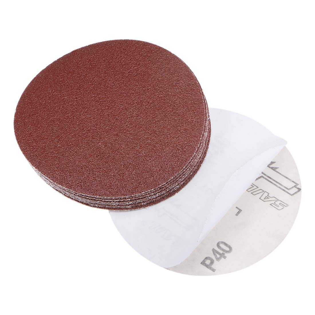sourcing map 5-Inch PSA Sanding Disc Aluminum Oxide Adhesive Back Sandpaper 40 Grit 10 Pcs — image 1