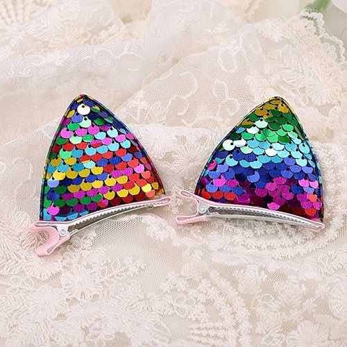 Miniatura 3 de Haomye Pinzas para el pelo de orejas de gato, horquillas para el pelo de bebé, pasadores de lentejuelas para niños, accesorios para el cabello para