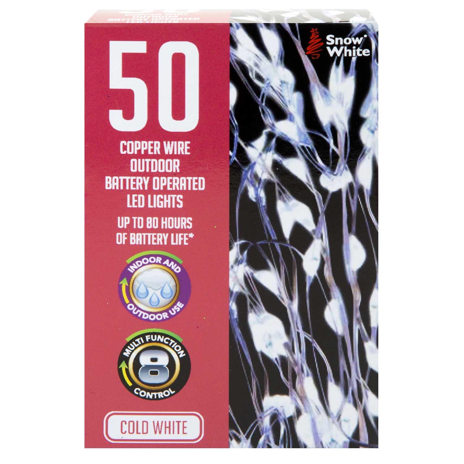 Vfm E-Store Cold White Vfm - Outdoor Copper Wire Lights (50) - Christmas Lights