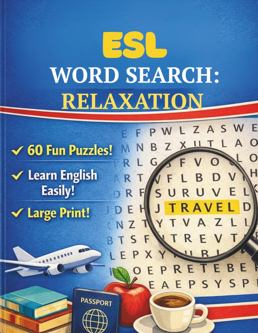 ESL Word Search: Relaxation: 60 Easy & Medium Puzzles for Stress Relief and Vocabulary Building