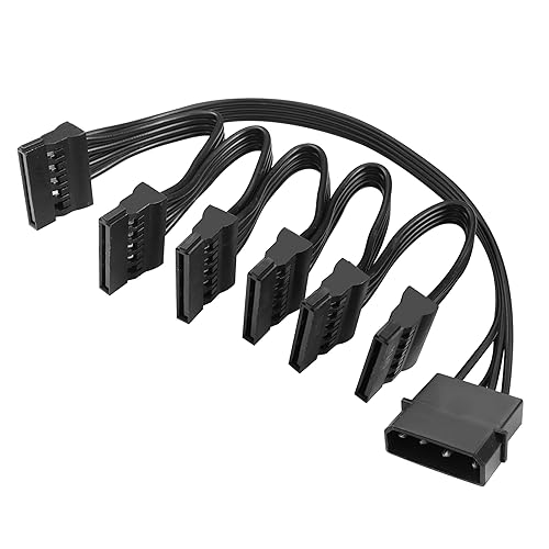 YACSEJAO IDE a SATA Cable de alimentación LP4 4 Pin 1 a 6 × 15 Pin SATA Divisor Adaptador de Suministro Cable Convertidor para PC Servidor Disco Duro