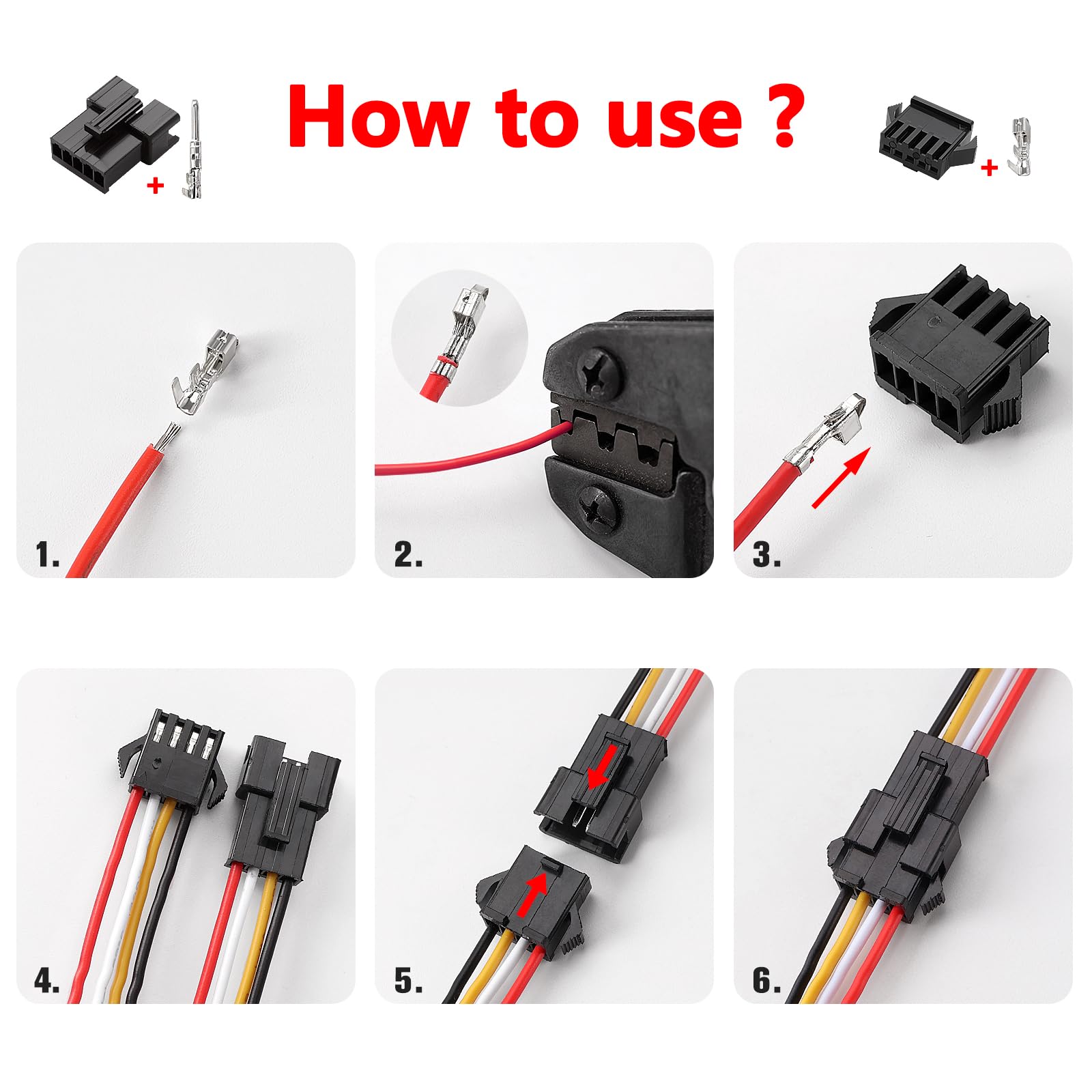 YIXISI 280 Sztuk 2.5mm Rastrze 2/3/4/5/6-Pinowych Zestaw Złączy JST-SM, Zestaw Złączy JST SM Żeńskich i Męskich, z Pojedyncza Głowica Przewodem Kablowym Wstępnie Zaciśniętym 22 AWG