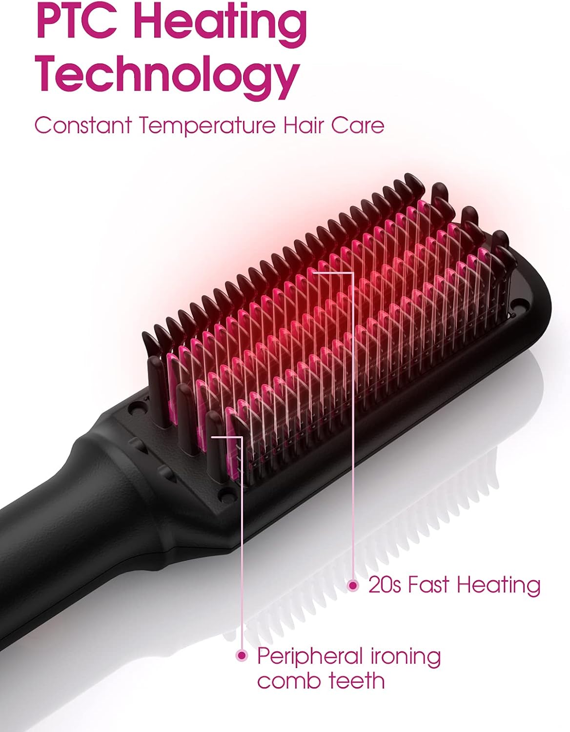 Ceramic Hair Straightener Brush, Hot Comb, Fast Heating & 5 Level Temperature Adjustable, Suitable for Hairless Silky Hair, Anti Scalding and Automatic Shedding, Safe and Easy to Use : Beauty & Personal Care