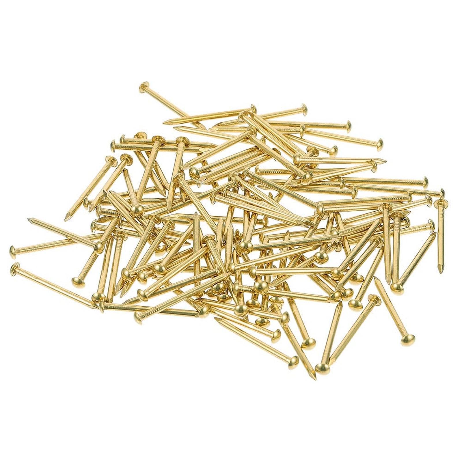 Kleine Nägel 150g (ca. 600 Stück) Rundkopfstifte Nägel 20mm Gold Vermessingte Nägel Mininägel Holznägel Nicht Leicht Verbiegen Brechen für DIY Hardware Scharnier Zubehör Befestigungen