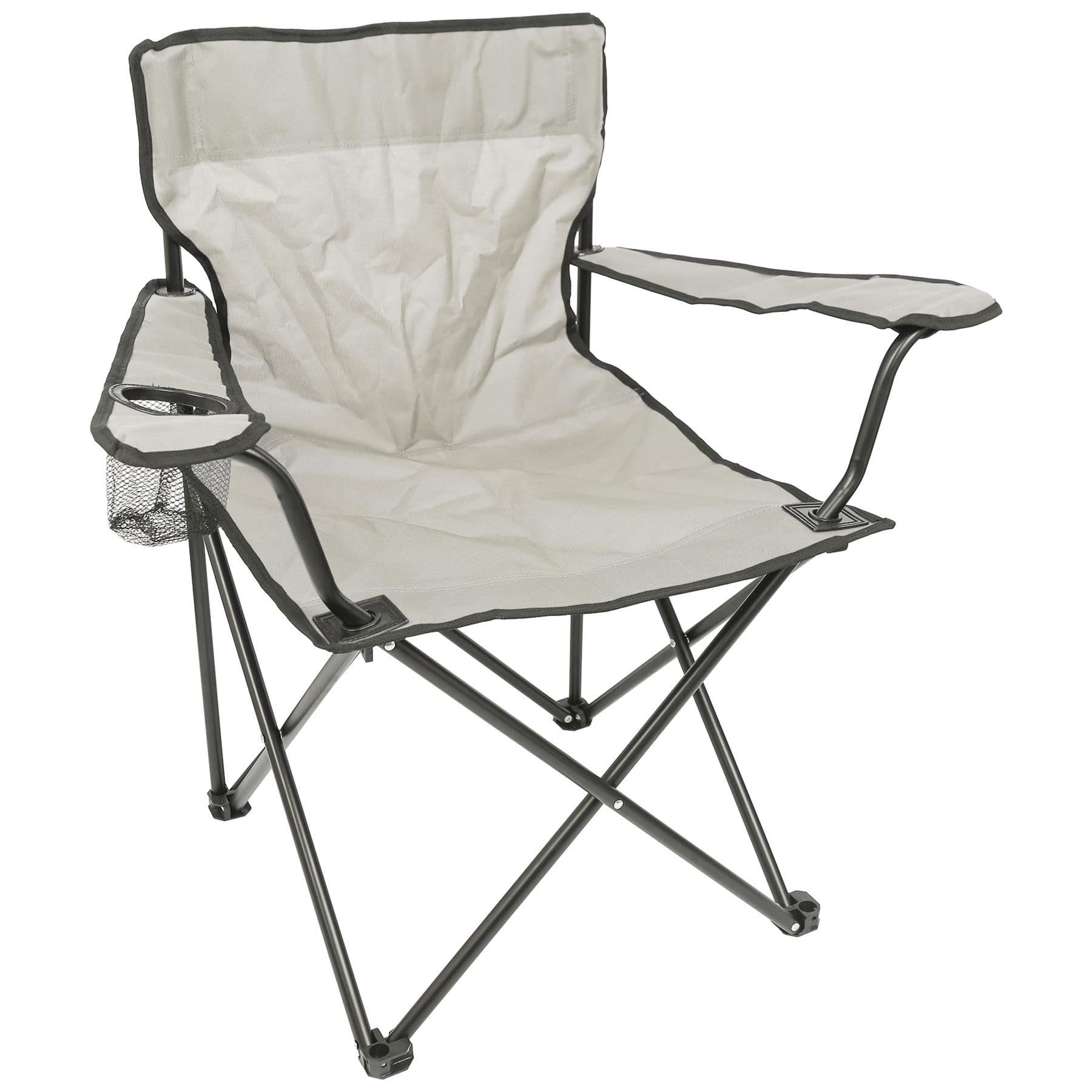 Harbour Housewares Folding Camping Chair - Beige - Pack of 1 - Canvas Outdoor Lawn Seat for Picnic, Garden, Beach, Hiking, Fishing
