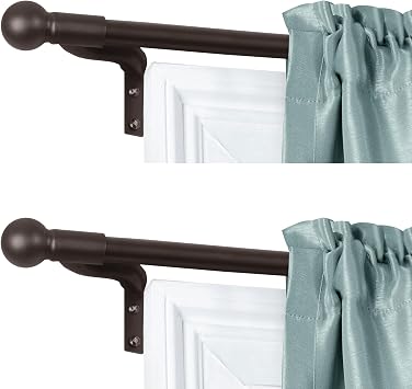 MAYTEX Smart Easy Install Cafe Window Rod, 18-48 Inches, Oil Rubbed Bronze Pack of 2