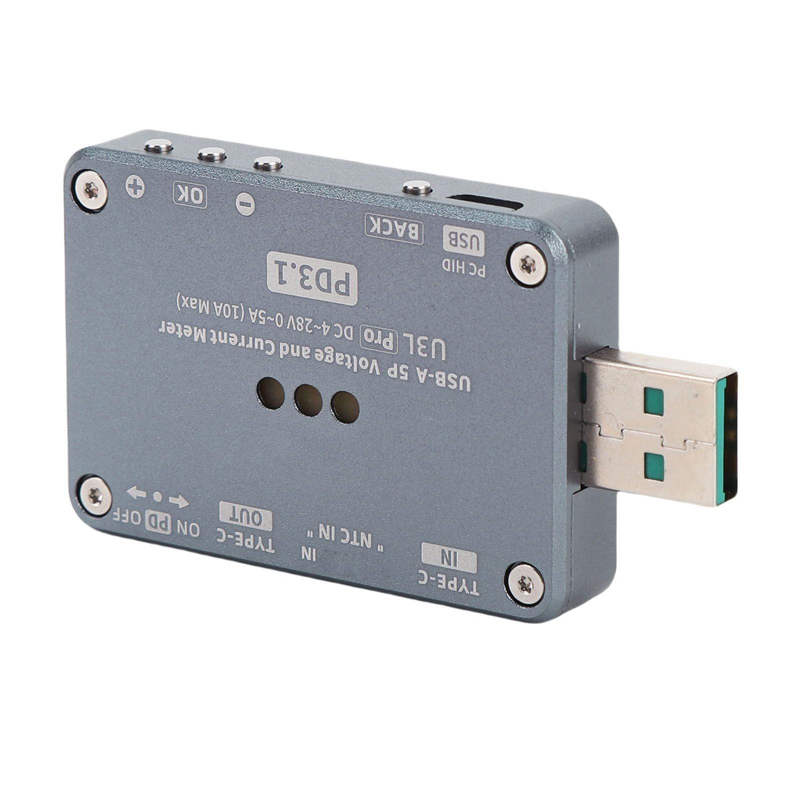Ausla Miernik Mocy Testera USB, Multimetr USB z Wykrywaniem Protokołu Szybkiego ładowania, Potężny Procesor, Wykrywanie Informacji o Kablach Danych, Obudowa ze Stopu Aluminium, dla Napięcia Prądu