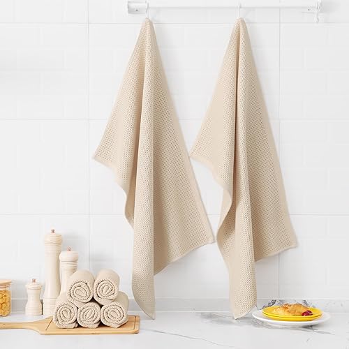 Miniatura 525 de Kitinjoy - Paños de cocina 100% algodón, paquete de 6 paños de cocina ultra suaves y absorbentes para secar platos, toallas de cocina de secado