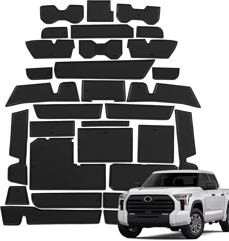 Kit de Tapetes para Porta-Copos e Console Central KOOGEN Preto para Toyota Tundra 2022–2026, 31 Peças