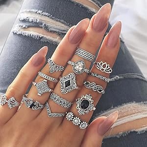 Amazon.com: ZZ ZINFANDEL 81PCS Knuckle Ring Set for Women, Boho