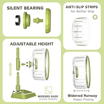Hamster Wheel, Quiet Spinner Hamster Running Exercise Wheel with Adjustable Stand for Small Animals Syrian Dwarf Gerbils Mice (Green, Small (16cm))