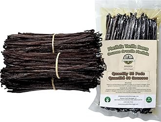 ESSENCE FOOD & BEVERAGE 50 Extra Large Vanilla Beans Grade A - NON-GMO Fresh Vanilla Bean pods, "6-9" Inches Vanilla Bean, Vanilla Beans For Making Vanilla Extract Grade A
