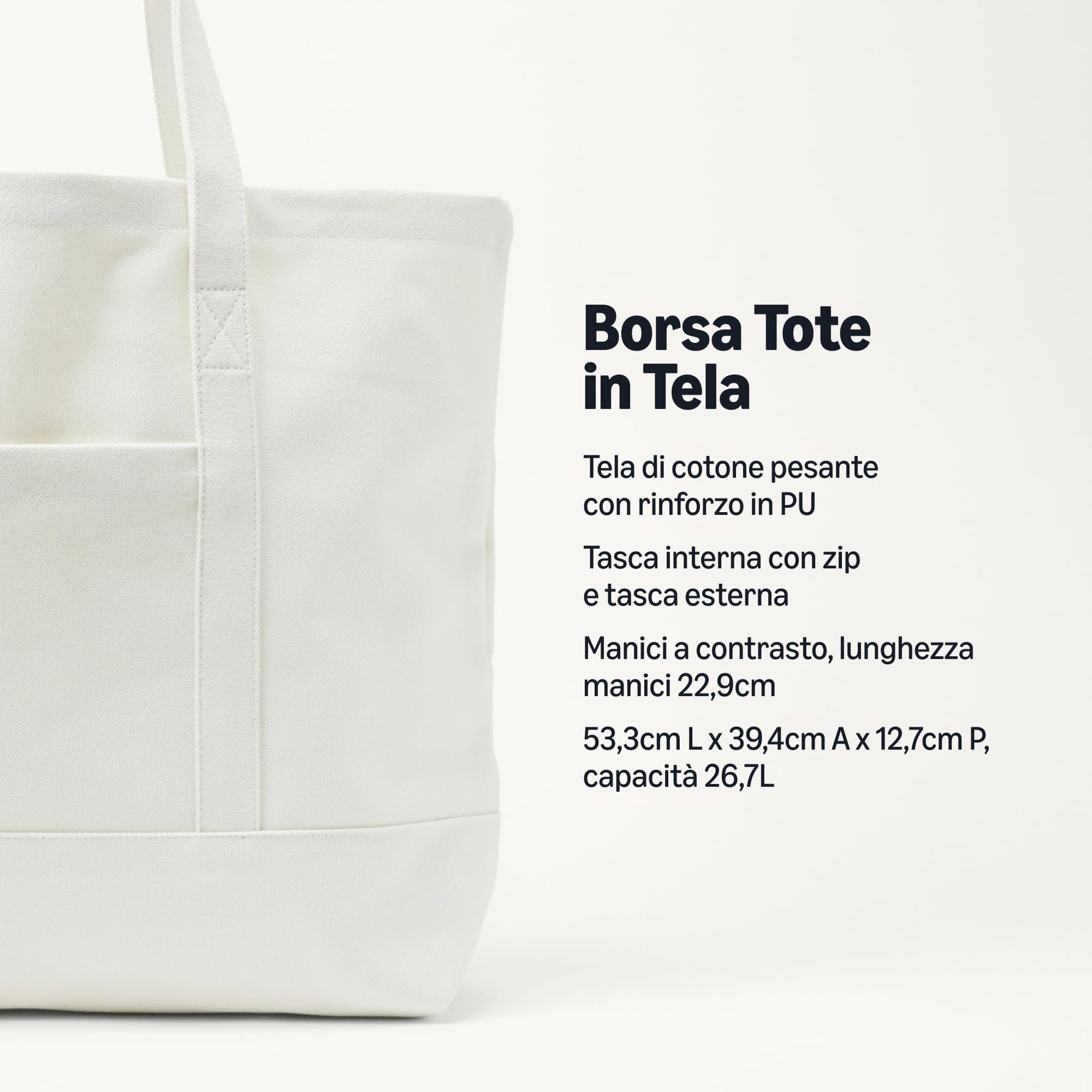 Amazon Essentials Borsa Tote Grande da Spiaggia in Tela Resistente Unisex - Adulto