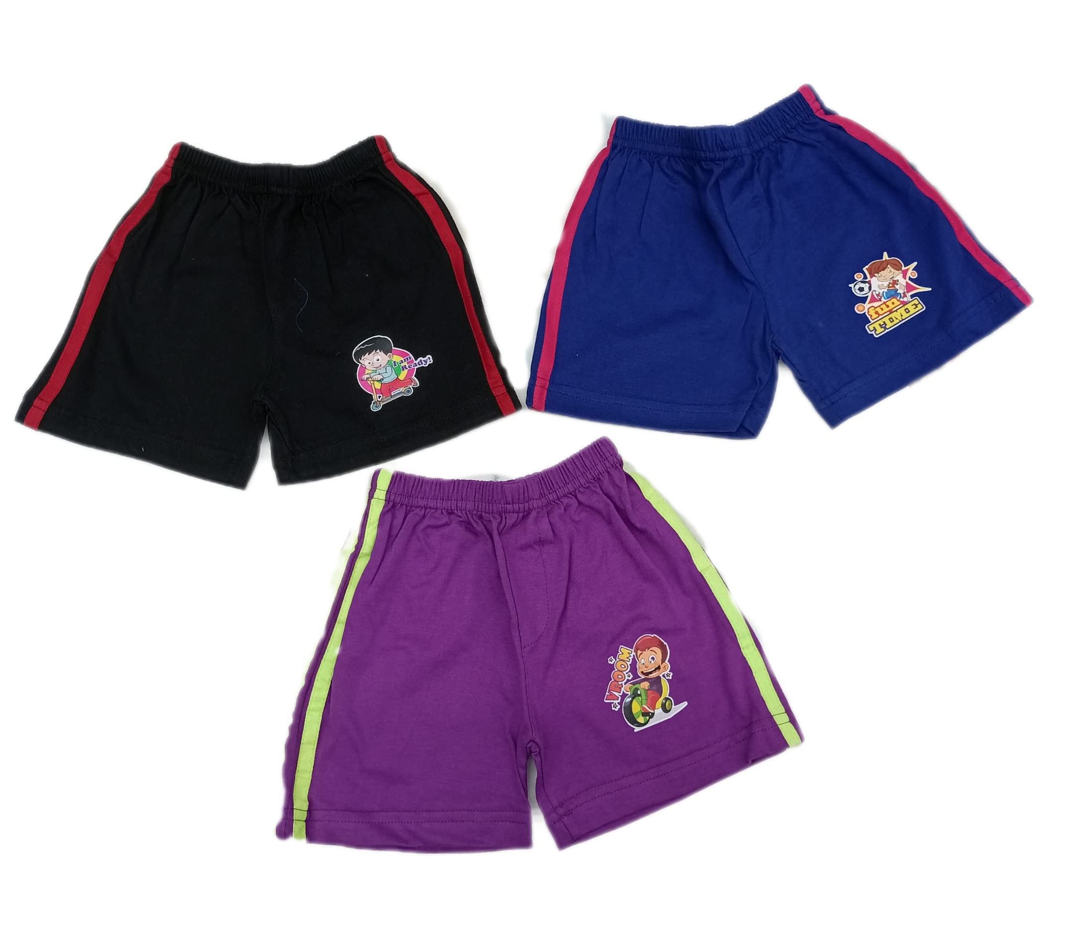 ZOOM Minimondo Ben Design Cotton Bloomer for Kids in a Pack of 3 for 10-12 Years Black