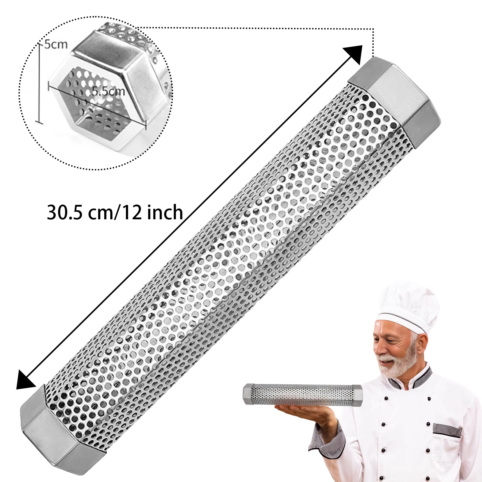 12'' Stainless Steel Smoke Tube For Pellet Smoke, Pellet Smoker Tube, Cold Cheese Smoker Generator For Smoker,Smoke Box