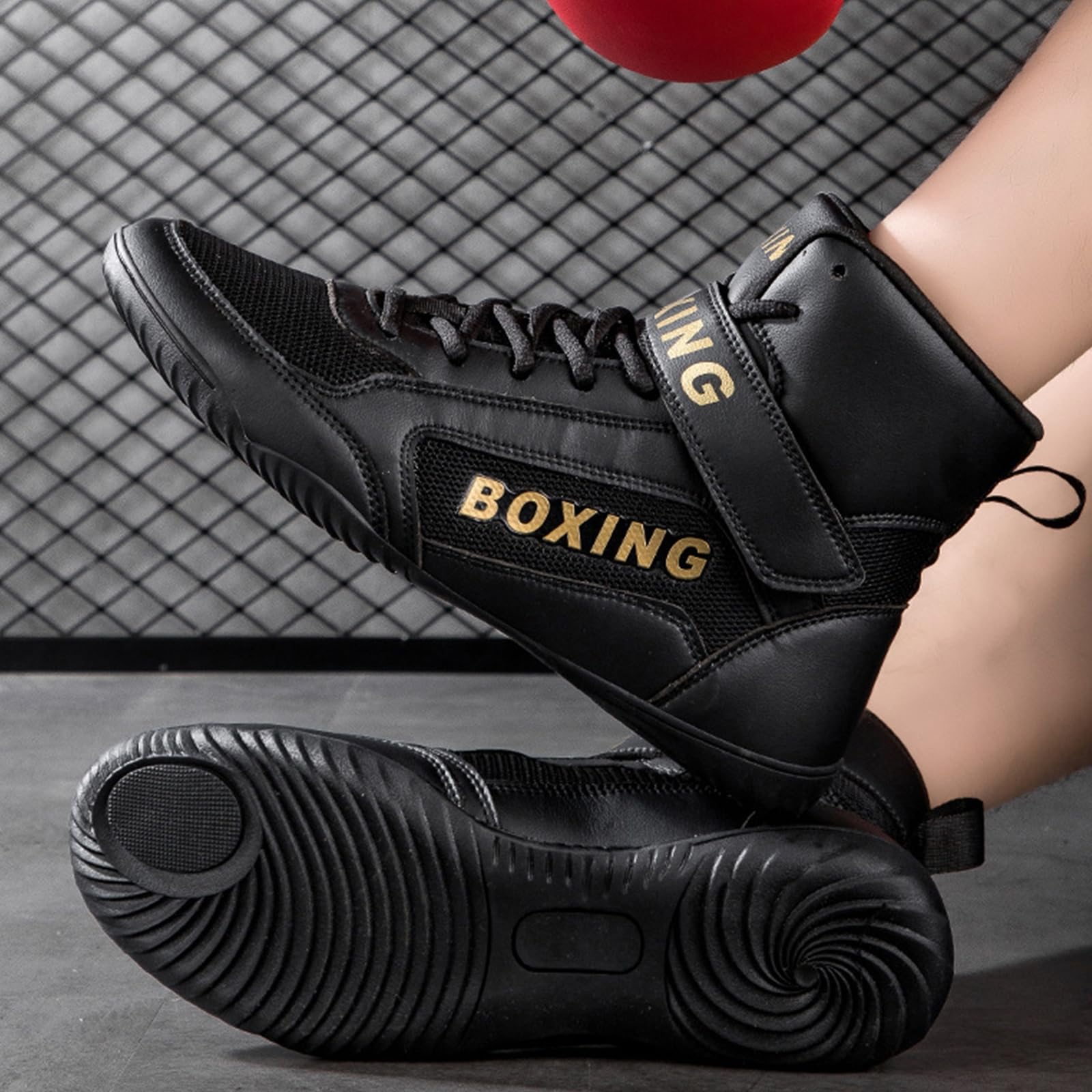Zapatos de Boxeo para Hombres Zapatos de Lucha Adolescentes Mujeres Zapatillas de Entrenamiento Integral