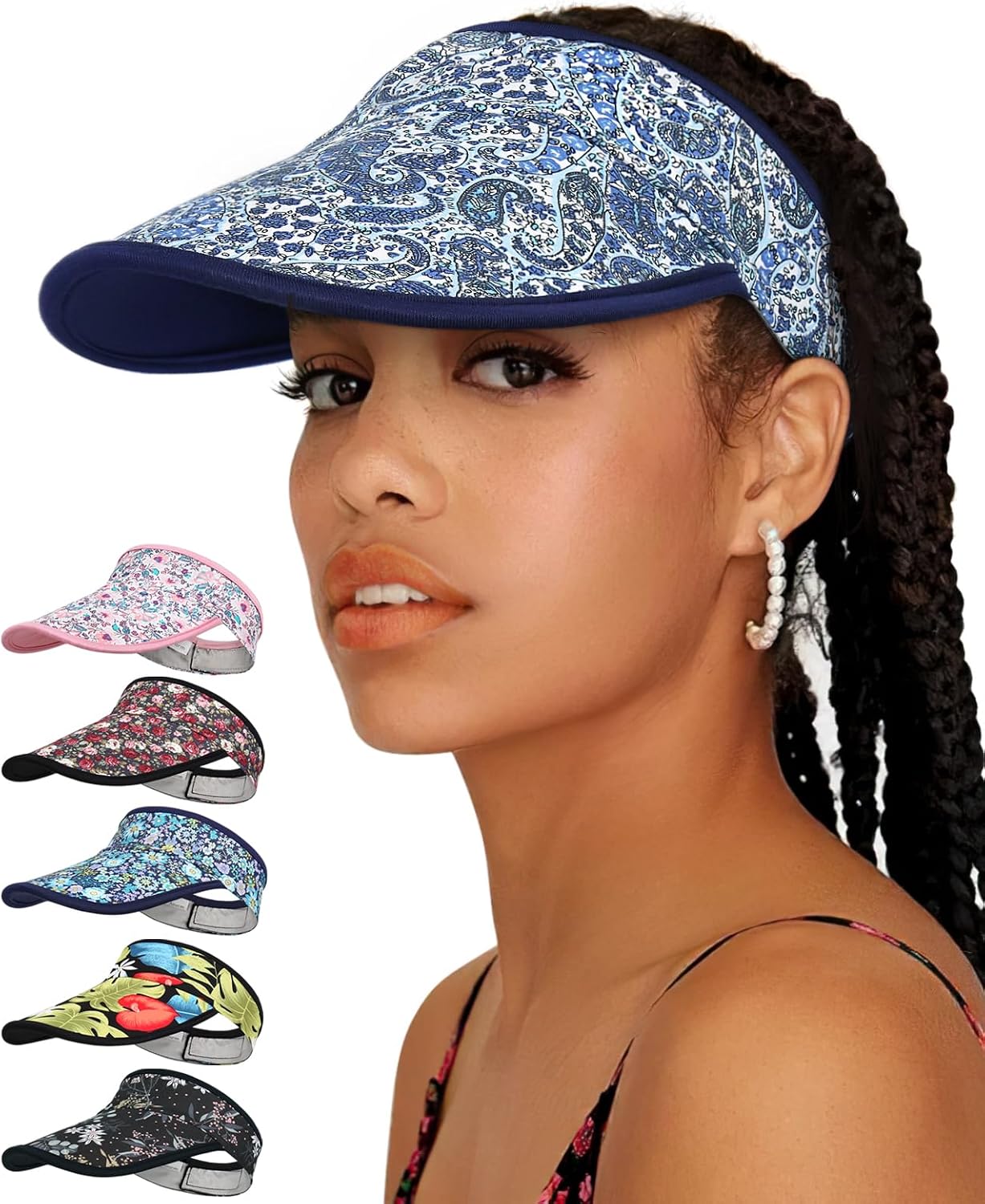 Alnorm Satin Lined Visor with Velcro for Summer UV Protection Sun Hat for Outdoors