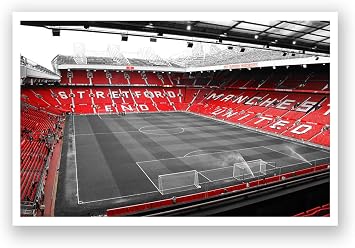 ArtsyCanvas Manchester United - Old Trafford 36x20 Poster Wall Art Canvas Soccer fan Futbol wall canvas Soccer posters Dorm Decor Man Cave Decoration Wall Art for Boys