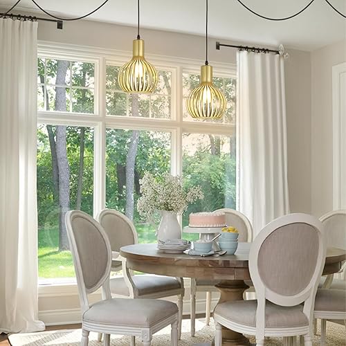 Miniatura 5 de DLLT - Lámparas colgantes enchufables, iluminación colgante dorada ajustable sobre el fregadero, luces colgantes de metal de granja, isla de cocina,