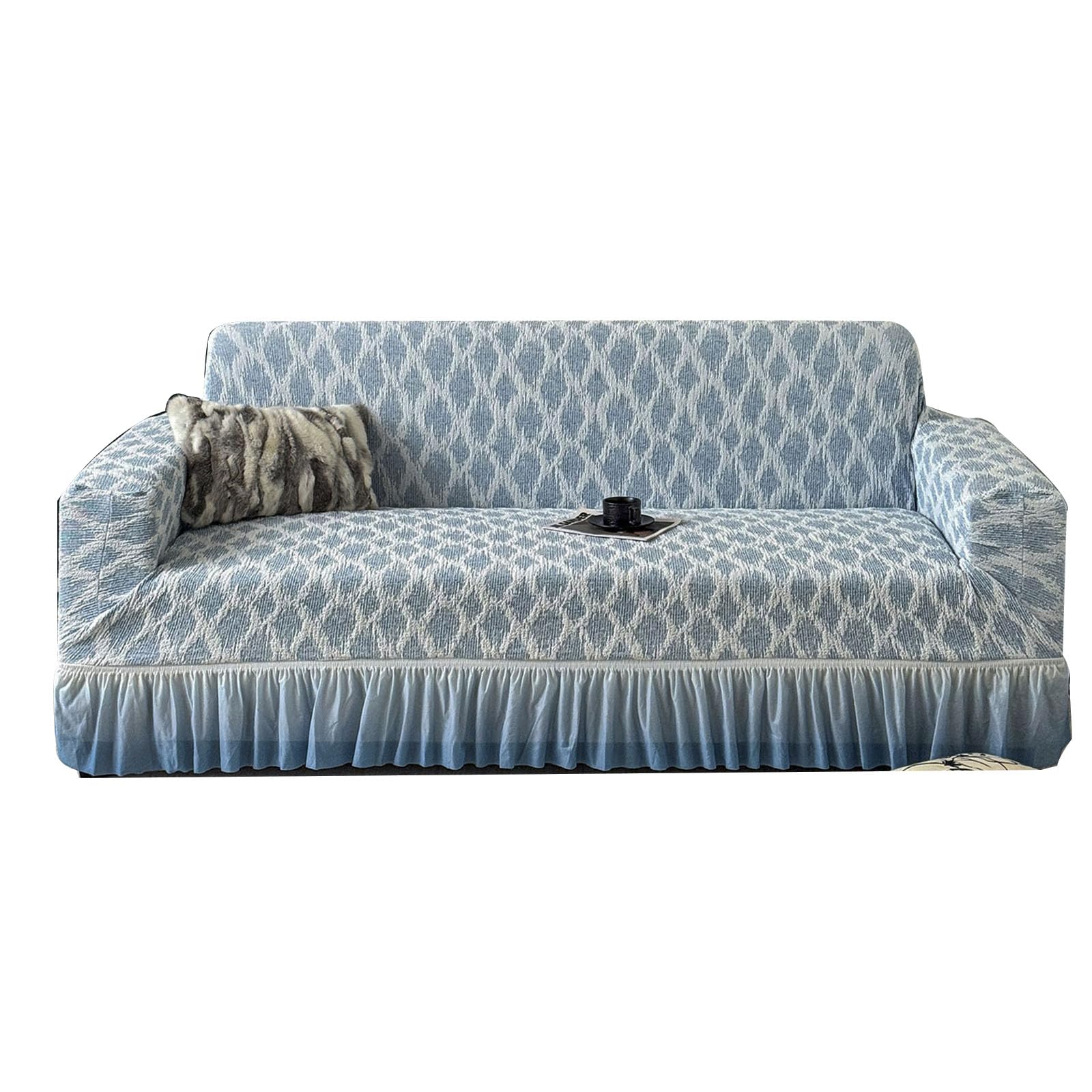 Housse de canapé extensible universelle avec jupe pour protection de salon
