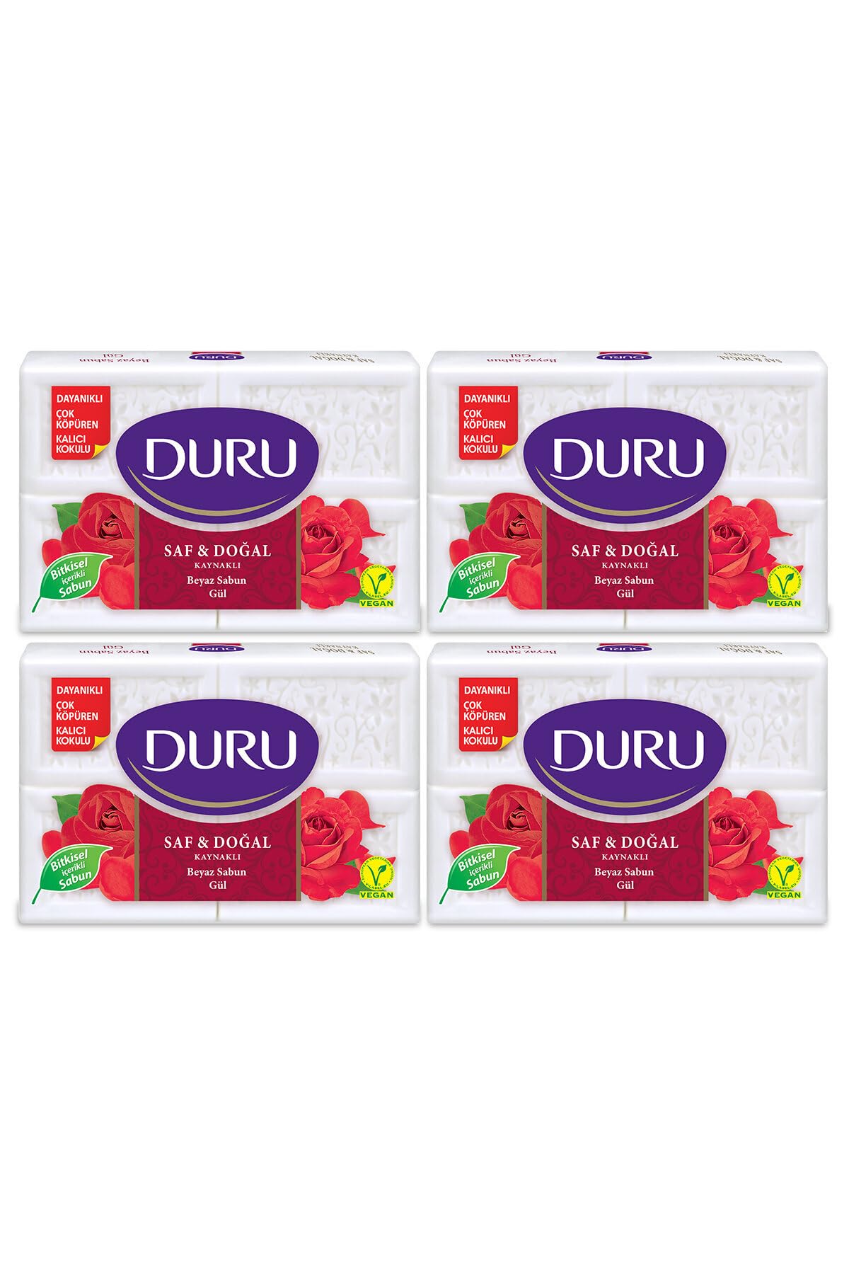 Duru Saf & Doğal Kaynaklı Gül 16 Adet Beyaz Kalıp Sabun 4X600Gr