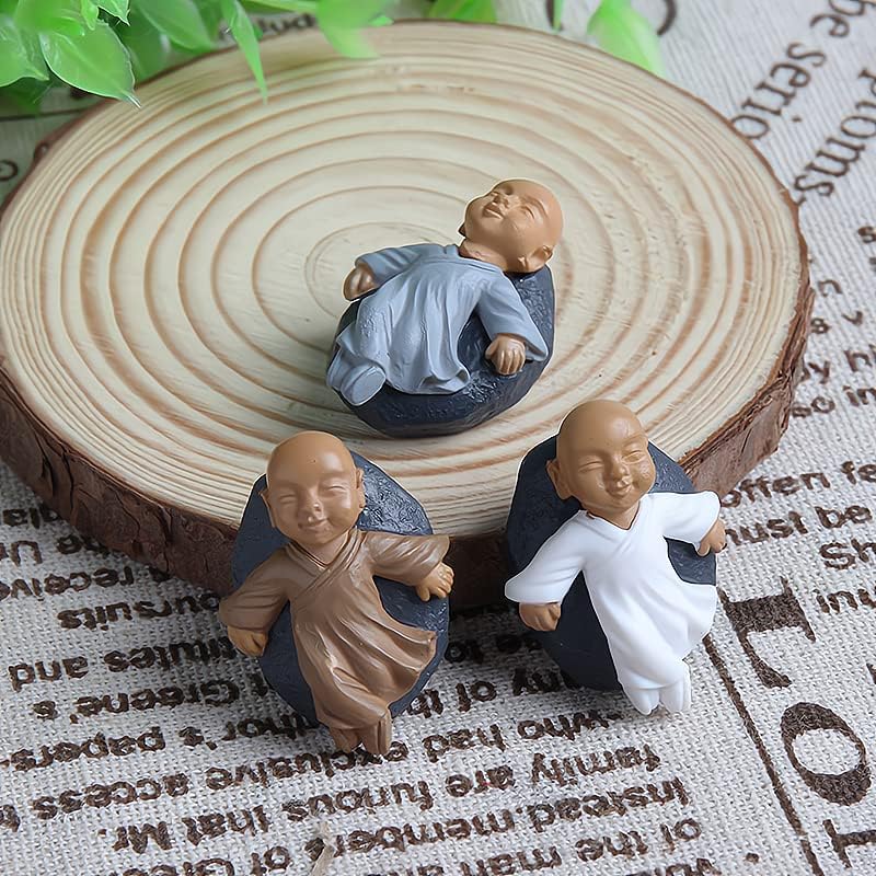 Miniatura 7 de Ximimark 12 piezas de monjes budistas chinos en miniatura, bonsái, muebles de jardín, de resina, manualidades, decoración de jardín de hadas, 12