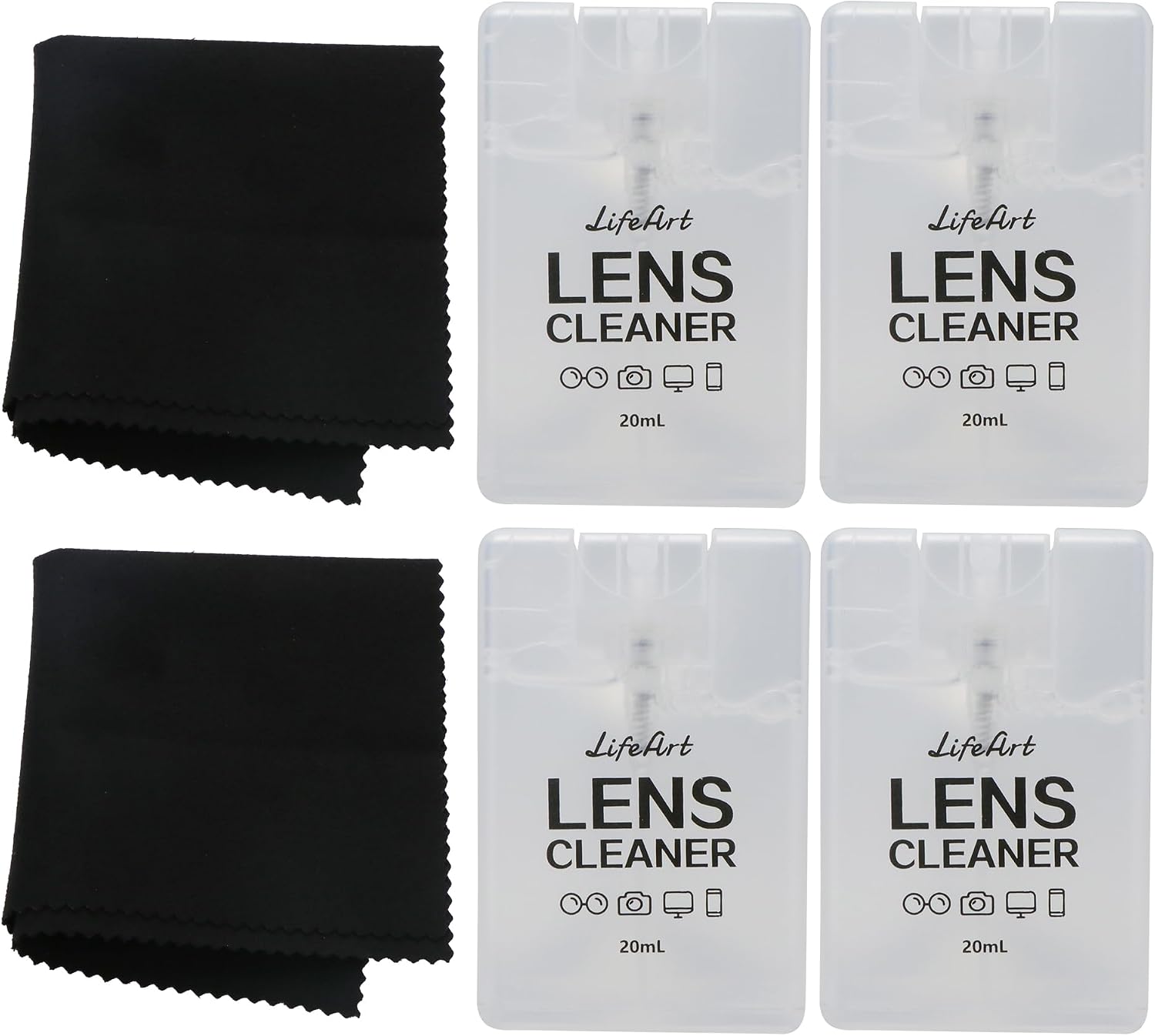YEIN 2 Pairs Eyeglass Lens Cleaner Spray Kit with 1 Cloth, Anti-Static Cleaning Solution for Glasses&Sunglasses&Screens(Bigger)