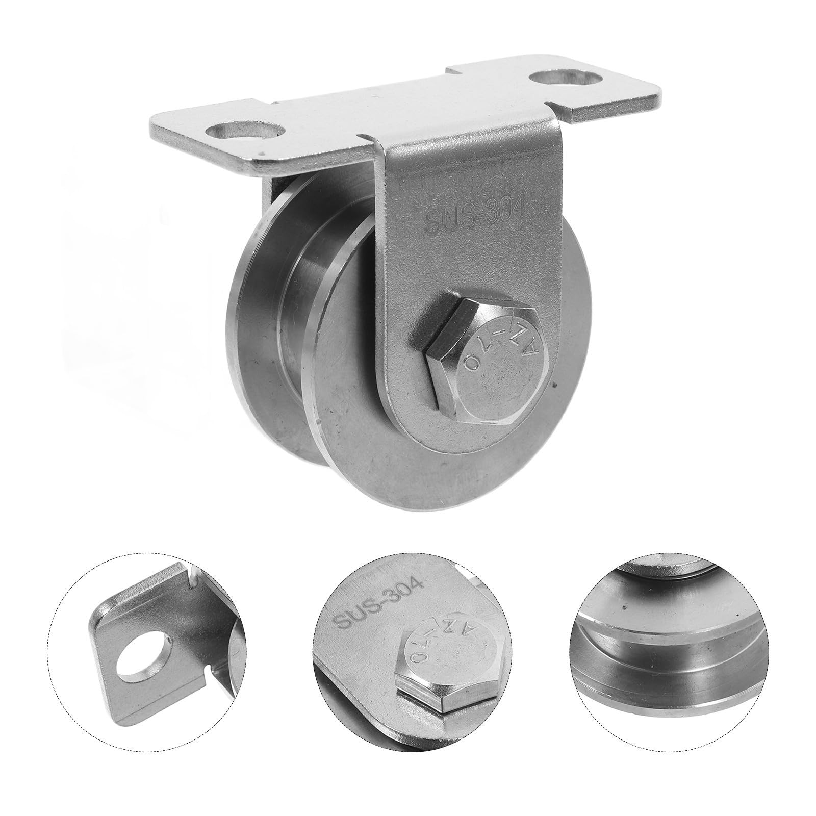 Lurrose 2 Piezas Polea de Tendedero Polea de Rueda de Acero Inoxidable con Rodamientos Montaje en Pared Plata y Puertas Correderas