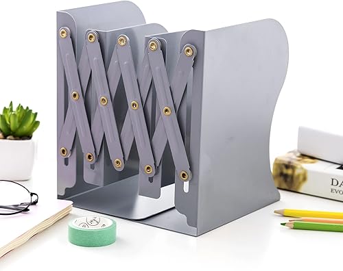 Miniatura 2 de Sujetalibros ajustables de metal para soporte de libros resistente, sujetalibros antideslizantes, organizador de libros de escritorio