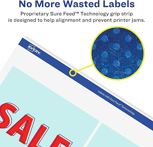 Miniatura 4 de Avery Etiquetas cuadradas impermeables duraderas, tecnología Sure Feed, 4 x 4 pulgadas, 100 en total, etiquetas impermeables resistentes al aceite y