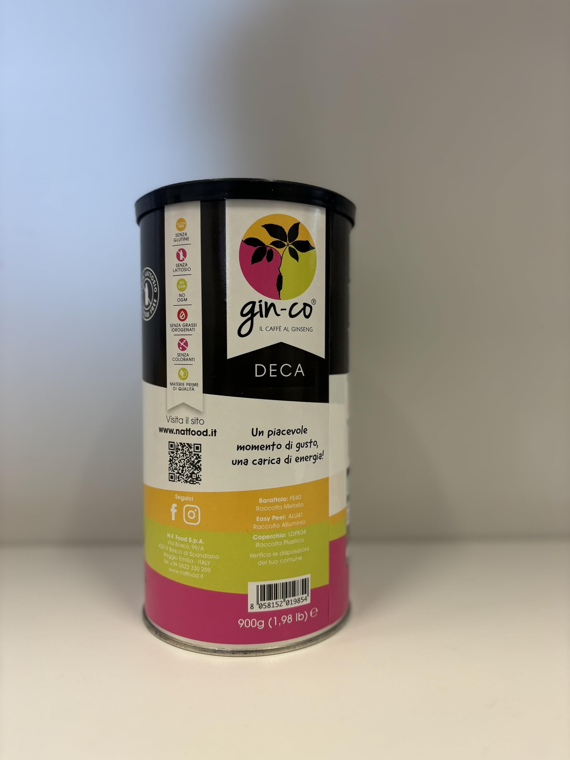 NATFOOD Ginseng Ginco Decaffeinato Solubile 900g in Latta