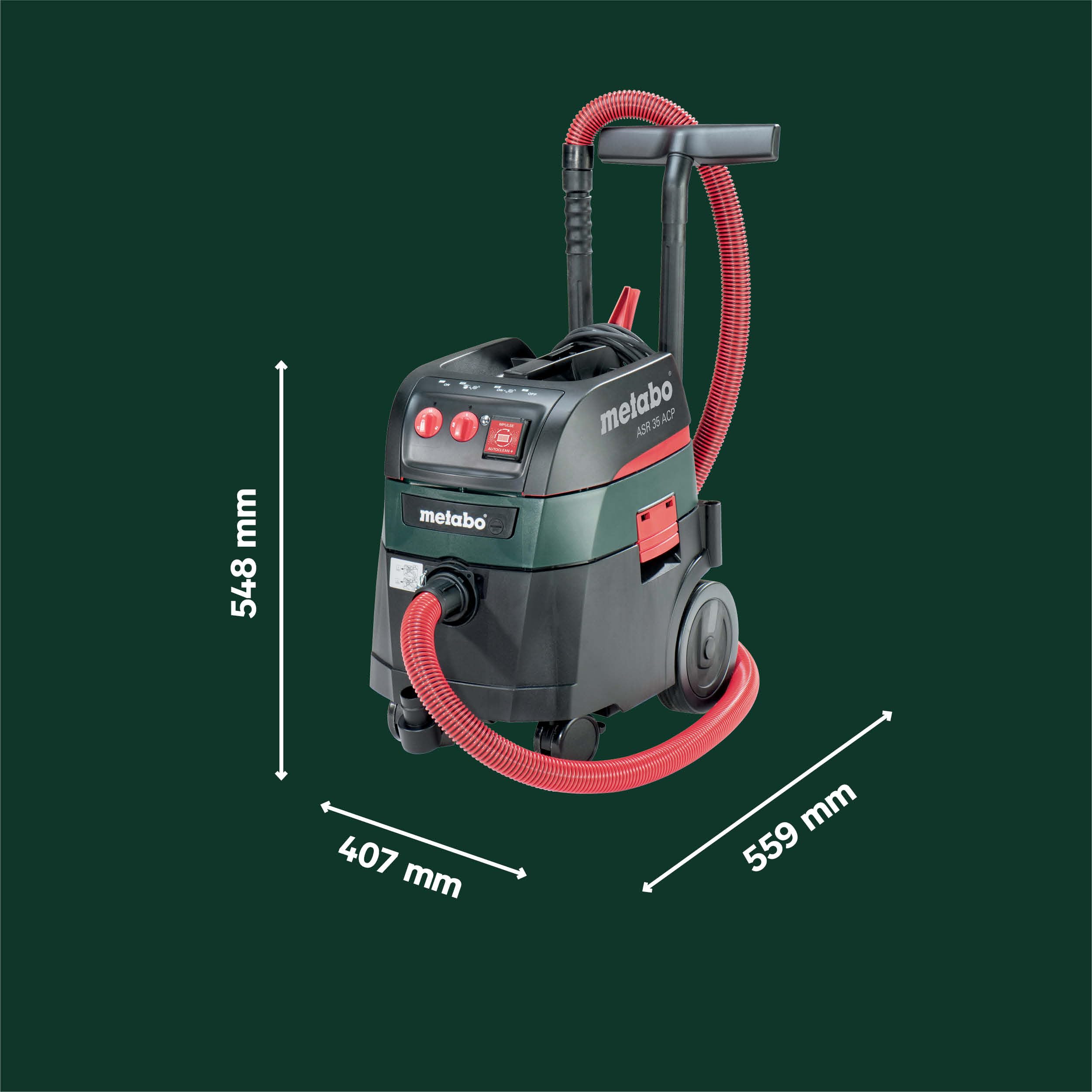 metabo Allessauger ASR 35 H ACP, 1400 W Nass- und Trockensauger, 35 l | Staubklasse H Industriesauger, AutoCleanPlus, 4380 l/min, inkl. HEPA-Filter, Schlauch, Düsen und PE-Entsorgungsbeutel
