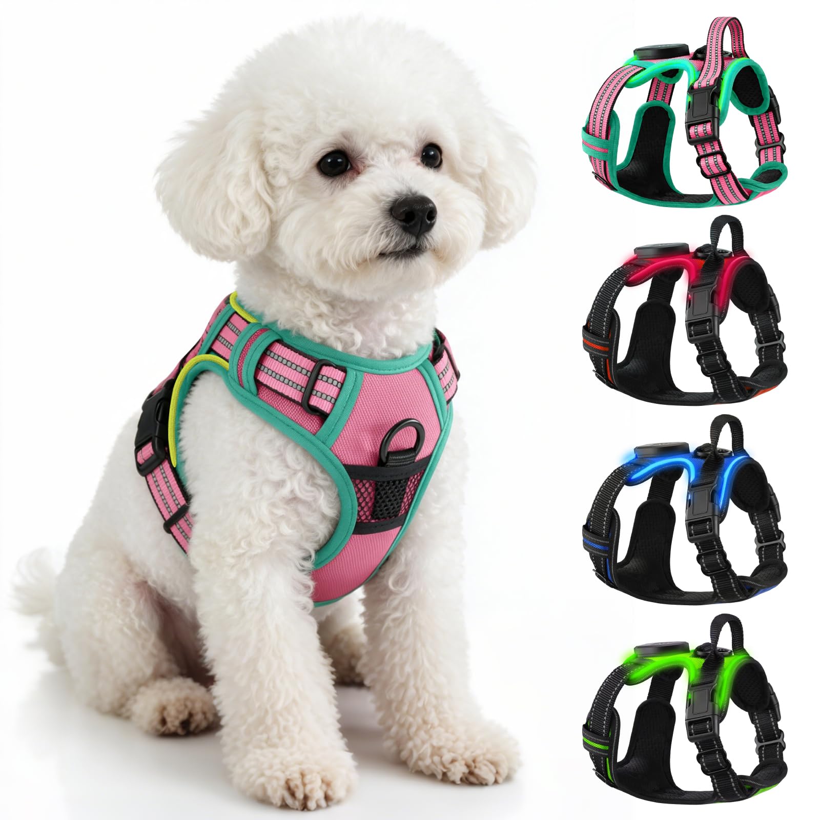 Villabliss Light Up Dog Harness Rechargeable for Night Walking