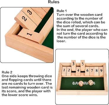 Shut The Box 9er,Wooden Table Game,Dice Games,Travel Game | Educational Dice Game for Kids -2 Players