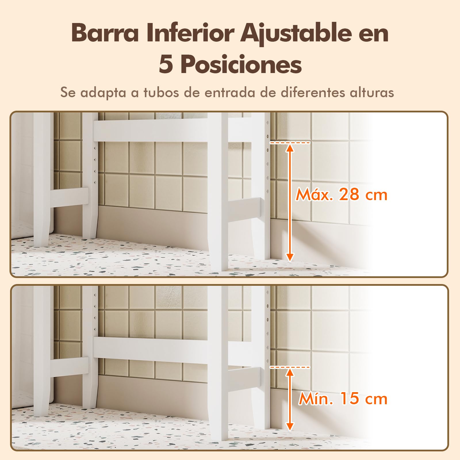 COSTWAY Estante de Almacenamiento sobre Inodoro, Organizador de Baño Independiente con Estantes Abiertos, Cajones y Barra Inferior Ajustable, 60 x 20,5 x 165 cm, Blanco