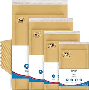 SmithPackaging A3 Bubble Padded Envelopes, Gold, 300mm X 445mm, Pack Of 5 - View #9