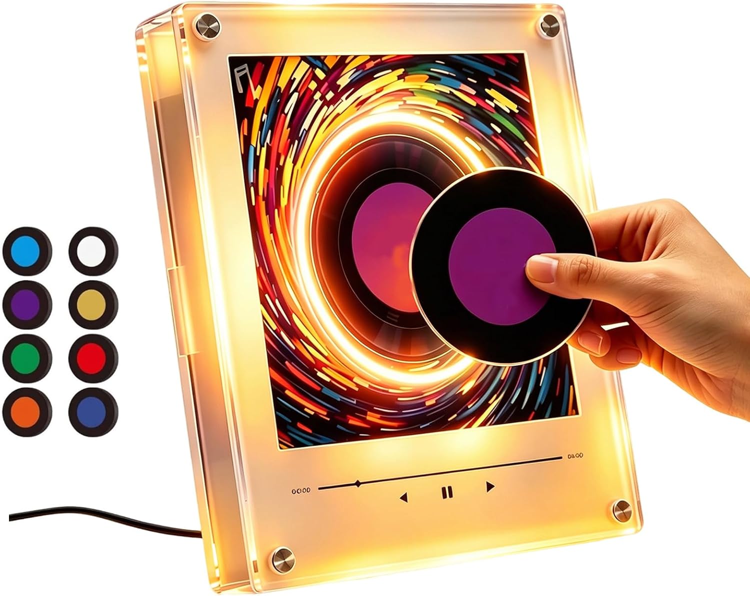 Refrigerator Magnet Record Player, Personalized Rotating Refrigerator Magnets Music Player, Mini Magnetic Fridge Music Boxes, 9 Pack Audio Sound Stickers with Light, 128mb, for Home Office