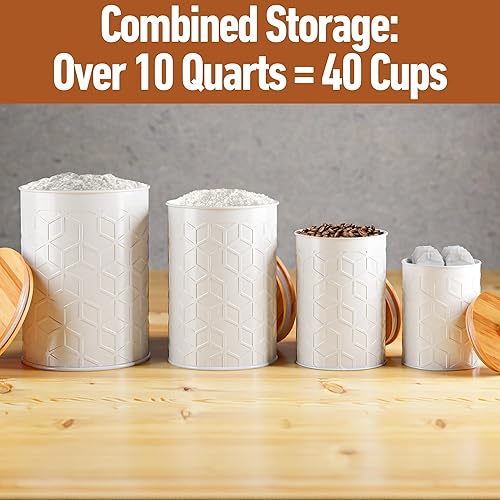 Miniatura 4 de Juego de 4 recipientes de cocina para encimera, recipientes de cocina de hierro texturizado con tapas herméticas, juego de recipientes de harina y