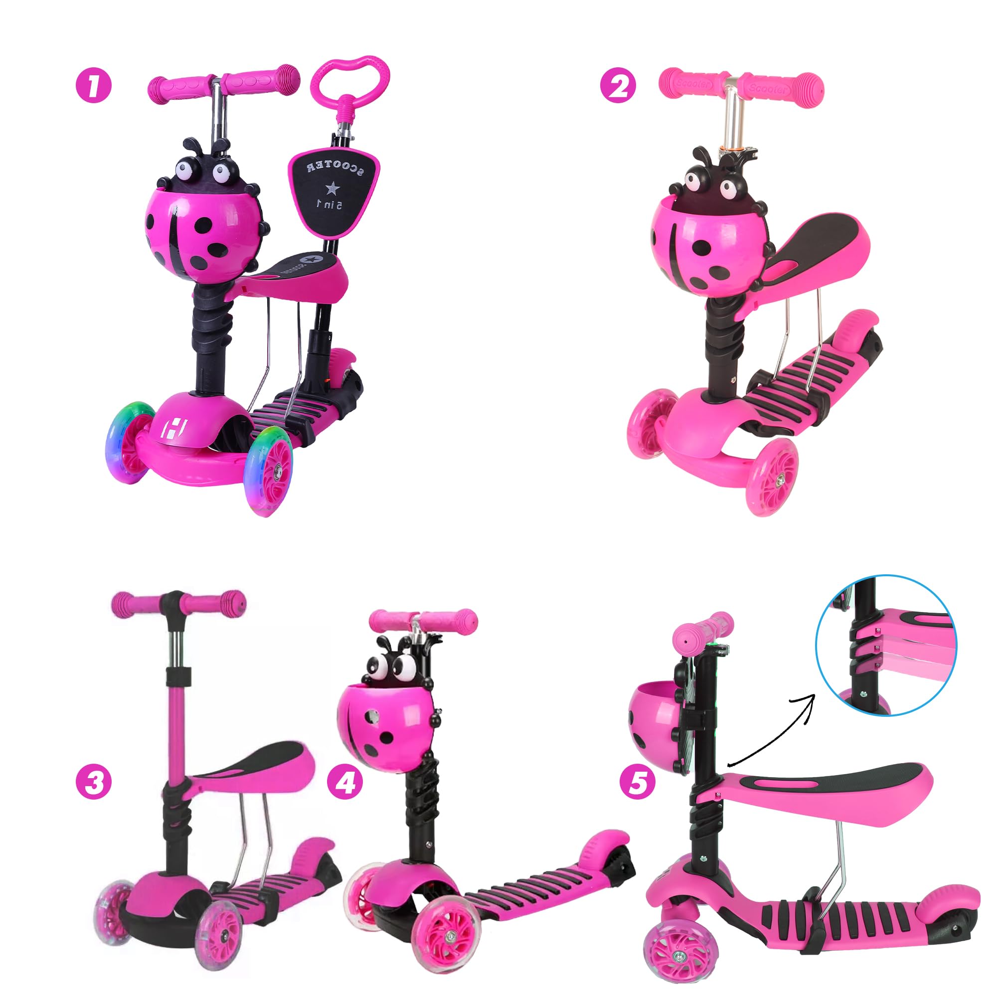 Habib Gruppe 3-in-1 kinderstep voor jongens en meisjes, afneembare zitting, led-wielen, in hoogte verstelbaar stuur, step, outdoor spel, voor kinderen Habib Gruppe 3-in-1 kinderstep voor jongens en meisjes, afneembare zitting, led-wielen, in hoogte verstelbaar stuur, step, outdoor spel, voor kinderen